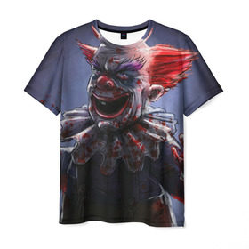 Мужская футболка 3D с принтом Злобный клоун в Санкт-Петербурге, 100% полиэфир | прямой крой, круглый вырез горловины, длина до линии бедер | зло | клоун | красная | кровь | ужас