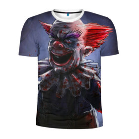 Мужская футболка 3D спортивная с принтом Злобный клоун в Санкт-Петербурге, 100% полиэстер с улучшенными характеристиками | приталенный силуэт, круглая горловина, широкие плечи, сужается к линии бедра | Тематика изображения на принте: зло | клоун | красная | кровь | ужас