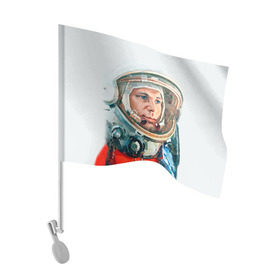 Флаг для автомобиля с принтом Гагарин в Санкт-Петербурге, 100% полиэстер | Размер: 30*21 см | space | гагарин | космос | россия