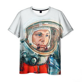 Мужская футболка 3D с принтом Гагарин в Санкт-Петербурге, 100% полиэфир | прямой крой, круглый вырез горловины, длина до линии бедер | space | гагарин | космос | россия