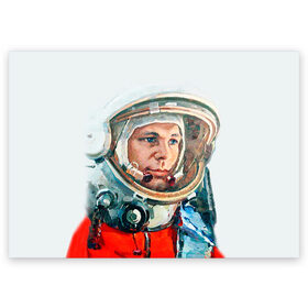Поздравительная открытка с принтом Гагарин в Санкт-Петербурге, 100% бумага | плотность бумаги 280 г/м2, матовая, на обратной стороне линовка и место для марки
 | space | гагарин | космос | россия