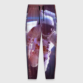 Мужские брюки 3D с принтом Космонавт в Санкт-Петербурге, 100% полиэстер | манжеты по низу, эластичный пояс регулируется шнурком, по бокам два кармана без застежек, внутренняя часть кармана из мелкой сетки | галактика | звезды | земля | космонавт | космос