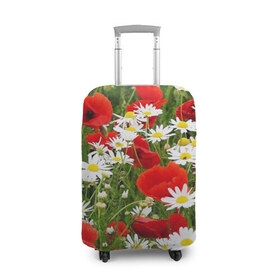 Чехол для чемодана 3D с принтом Полевые цветы 2 в Санкт-Петербурге, 86% полиэфир, 14% спандекс | двустороннее нанесение принта, прорези для ручек и колес | поле | полевые цветы | цветы