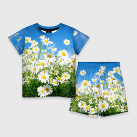Детский костюм с шортами 3D с принтом Полевые цветы 7 в Санкт-Петербурге,  |  | поле | полевые цветы | цветы