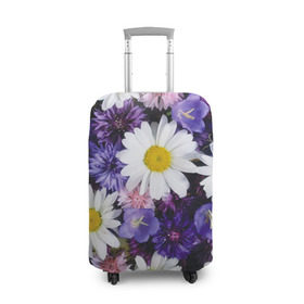Чехол для чемодана 3D с принтом Полевые цветы 8 в Санкт-Петербурге, 86% полиэфир, 14% спандекс | двустороннее нанесение принта, прорези для ручек и колес | поле | полевые цветы | цветы
