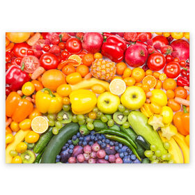 Поздравительная открытка с принтом Плоды в Санкт-Петербурге, 100% бумага | плотность бумаги 280 г/м2, матовая, на обратной стороне линовка и место для марки
 | Тематика изображения на принте: овощи | фрукты | ягоды