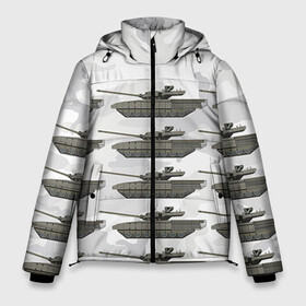 Мужская зимняя куртка 3D с принтом Армата 3 в Санкт-Петербурге, верх — 100% полиэстер; подкладка — 100% полиэстер; утеплитель — 100% полиэстер | длина ниже бедра, свободный силуэт Оверсайз. Есть воротник-стойка, отстегивающийся капюшон и ветрозащитная планка. 

Боковые карманы с листочкой на кнопках и внутренний карман на молнии. | 9 мая | armata | армата | военная техника | танк | техника