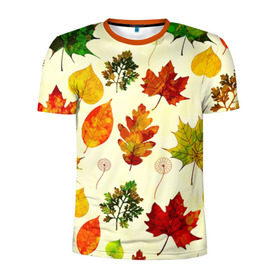 Мужская футболка 3D спортивная с принтом Осень в Санкт-Петербурге, 100% полиэстер с улучшенными характеристиками | приталенный силуэт, круглая горловина, широкие плечи, сужается к линии бедра | листва | листья | осень | оформление | пёстрые листочки | слой | текстура | трайбл | узор | фон