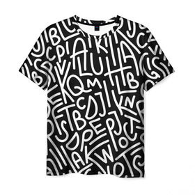 Мужская футболка 3D с принтом Английские буквы в Санкт-Петербурге, 100% полиэфир | прямой крой, круглый вырез горловины, длина до линии бедер | алфавит | английский язык | буквы | оформление | слой | текстура | трайбл | узор | фон