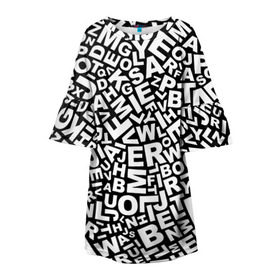 Детское платье 3D с принтом Английский алфавит в Санкт-Петербурге, 100% полиэстер | прямой силуэт, чуть расширенный к низу. Круглая горловина, на рукавах — воланы | алфавит | английский язык | буквы | оформление | слой | текстура | трайбл | узор | фон