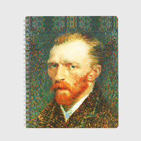 Тетрадь с принтом Ван Гог в Санкт-Петербурге, 100% бумага | 48 листов, плотность листов — 60 г/м2, плотность картонной обложки — 250 г/м2. Листы скреплены сбоку удобной пружинной спиралью. Уголки страниц и обложки скругленные. Цвет линий — светло-серый
 | ван гог | винсент | портрет
