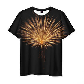 Мужская футболка 3D с принтом Фейерверк в Санкт-Петербурге, 100% полиэфир | прямой крой, круглый вырез горловины, длина до линии бедер | взрыв | грохот | красота | огни | праздник | салют | фейерверк | шум