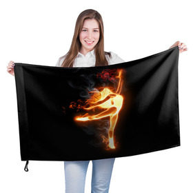 Флаг 3D с принтом Фитнес в Санкт-Петербурге, 100% полиэстер | плотность ткани — 95 г/м2, размер — 67 х 109 см. Принт наносится с одной стороны | грация | здоровье | зож | огонь | пламя | силуэт | спорт | страсть | танец | тонус | фитнес