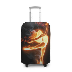 Чехол для чемодана 3D с принтом Фитнес в Санкт-Петербурге, 86% полиэфир, 14% спандекс | двустороннее нанесение принта, прорези для ручек и колес | грация | здоровье | зож | огонь | пламя | силуэт | спорт | страсть | танец | тонус | фитнес