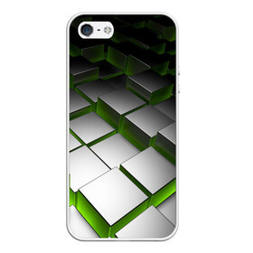 Чехол силиконовый для Телефон Apple iPhone 5/5S с принтом Куб в Санкт-Петербурге, Силикон | Область печати: задняя сторона чехла, без боковых панелей | Тематика изображения на принте: зеленая | квадрат | куб | текстуры