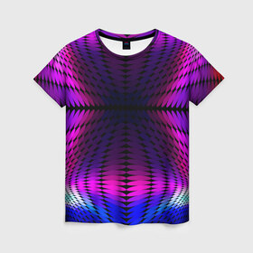 Женская футболка 3D с принтом Оптические узоры в Санкт-Петербурге, 100% полиэфир ( синтетическое хлопкоподобное полотно) | прямой крой, круглый вырез горловины, длина до линии бедер | 