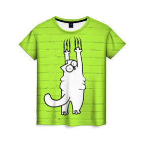 Женская футболка 3D с принтом Simon`s cat 3 в Санкт-Петербурге, 100% полиэфир ( синтетическое хлопкоподобное полотно) | прямой крой, круглый вырез горловины, длина до линии бедер | fitness | kitty | simon cat | simons | simons cat | голодный кот | для жирных | для толстых | жир | кот | кот саймона | котик | кошка | с котами | саймон | спорт | толстая | толстый | фитнес | фитнесс
