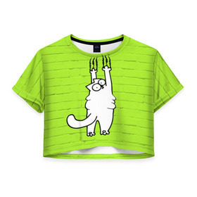 Женская футболка 3D укороченная с принтом Simon`s cat 3 в Санкт-Петербурге, 100% полиэстер | круглая горловина, длина футболки до линии талии, рукава с отворотами | fitness | kitty | simon cat | simons | simons cat | голодный кот | для жирных | для толстых | жир | кот | кот саймона | котик | кошка | с котами | саймон | спорт | толстая | толстый | фитнес | фитнесс