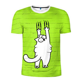 Мужская футболка 3D спортивная с принтом Simon`s cat 3 в Санкт-Петербурге, 100% полиэстер с улучшенными характеристиками | приталенный силуэт, круглая горловина, широкие плечи, сужается к линии бедра | fitness | kitty | simon cat | simons | simons cat | голодный кот | для жирных | для толстых | жир | кот | кот саймона | котик | кошка | с котами | саймон | спорт | толстая | толстый | фитнес | фитнесс