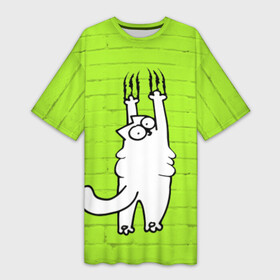 Платье-футболка 3D с принтом Simons cat 3 в Санкт-Петербурге,  |  | Тематика изображения на принте: fitness | kitty | simon cat | simons | simons cat | голодный кот | для жирных | для толстых | жир | кот | кот саймона | котик | кошка | с котами | саймон | спорт | толстая | толстый | фитнес | фитнесс