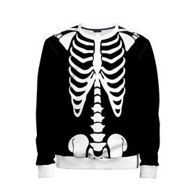 Детский свитшот 3D с принтом Скелет в Санкт-Петербурге, 100% полиэстер | свободная посадка, прямой крой, мягкая тканевая резинка на рукавах и понизу свитшота | Тематика изображения на принте: bones | halloween | кости | костюм | прикол | прикольная картинка | скелет | тело | хеллоуин