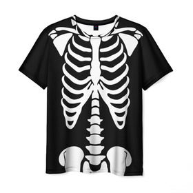 Мужская футболка 3D с принтом Скелет в Санкт-Петербурге, 100% полиэфир | прямой крой, круглый вырез горловины, длина до линии бедер | bones | halloween | кости | костюм | прикол | прикольная картинка | скелет | тело | хеллоуин