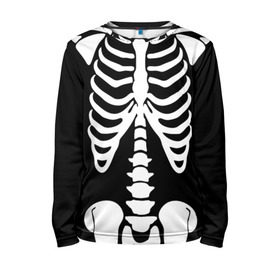 Детский лонгслив 3D с принтом Скелет в Санкт-Петербурге, 100% полиэстер | длинные рукава, круглый вырез горловины, полуприлегающий силуэт
 | bones | halloween | кости | костюм | прикол | прикольная картинка | скелет | тело | хеллоуин