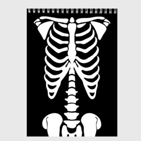 Скетчбук с принтом Скелет в Санкт-Петербурге, 100% бумага
 | 48 листов, плотность листов — 100 г/м2, плотность картонной обложки — 250 г/м2. Листы скреплены сверху удобной пружинной спиралью | bones | halloween | кости | костюм | прикол | прикольная картинка | скелет | тело | хеллоуин