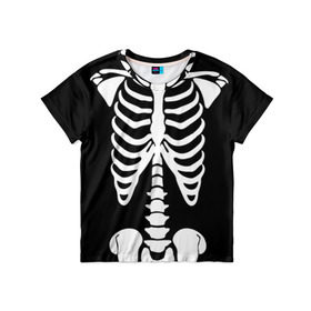 Детская футболка 3D с принтом Скелет в Санкт-Петербурге, 100% гипоаллергенный полиэфир | прямой крой, круглый вырез горловины, длина до линии бедер, чуть спущенное плечо, ткань немного тянется | bones | halloween | кости | костюм | прикол | прикольная картинка | скелет | тело | хеллоуин