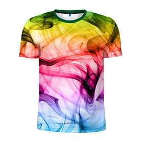 Мужская футболка 3D спортивная с принтом Цветной дым в Санкт-Петербурге, 100% полиэстер с улучшенными характеристиками | приталенный силуэт, круглая горловина, широкие плечи, сужается к линии бедра | 