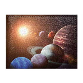 Обложка для студенческого билета с принтом Планеты солнечной системы в Санкт-Петербурге, натуральная кожа | Размер: 11*8 см; Печать на всей внешней стороне | Тематика изображения на принте: венера | звезды | земля | космос | марс | меркурий | сатурн | солнце | уран | юпитер