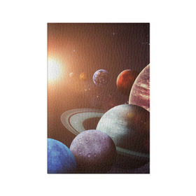 Обложка для паспорта матовая кожа с принтом Планеты солнечной системы в Санкт-Петербурге, натуральная матовая кожа | размер 19,3 х 13,7 см; прозрачные пластиковые крепления | Тематика изображения на принте: венера | звезды | земля | космос | марс | меркурий | сатурн | солнце | уран | юпитер