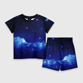 Детский костюм с шортами 3D с принтом Звёздное небо в Санкт-Петербурге,  |  | звезды | луна | месяц | ночь