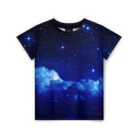 Детская футболка 3D с принтом Звёздное небо в Санкт-Петербурге, 100% гипоаллергенный полиэфир | прямой крой, круглый вырез горловины, длина до линии бедер, чуть спущенное плечо, ткань немного тянется | звезды | луна | месяц | ночь