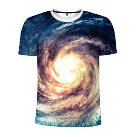 Мужская футболка 3D спортивная с принтом Млечный путь в Санкт-Петербурге, 100% полиэстер с улучшенными характеристиками | приталенный силуэт, круглая горловина, широкие плечи, сужается к линии бедра | Тематика изображения на принте: вселенная | галактика | звезды | планеты | туманность