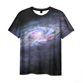 Мужская футболка 3D с принтом Млечный путь в Санкт-Петербурге, 100% полиэфир | прямой крой, круглый вырез горловины, длина до линии бедер | вселенная | галактика | звёзды | камета | космос | метеориты | метеоры | млечный путь | орбита | планеты | солнечная система