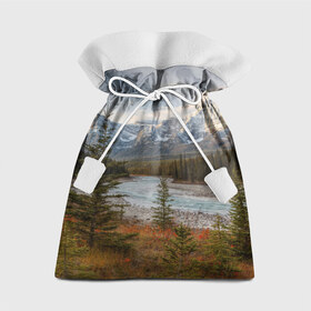 Подарочный 3D мешок с принтом Осень в горах в Санкт-Петербурге, 100% полиэстер | Размер: 29*39 см | Тематика изображения на принте: горы | лес | осень | пейзаж