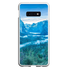 Чехол для Samsung S10E с принтом Горный пейзаж в Санкт-Петербурге, Силикон | Область печати: задняя сторона чехла, без боковых панелей | горный хребет | горы | каньон | лес | пейзаж | речка | туман | ущелье