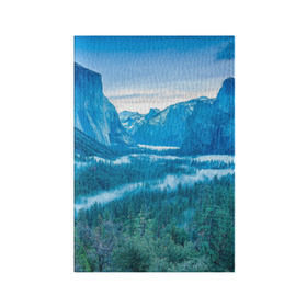 Обложка для паспорта матовая кожа с принтом Горный пейзаж в Санкт-Петербурге, натуральная матовая кожа | размер 19,3 х 13,7 см; прозрачные пластиковые крепления | горный хребет | горы | каньон | лес | пейзаж | речка | туман | ущелье