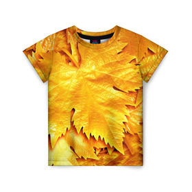Детская футболка 3D с принтом Золотая осень в Санкт-Петербурге, 100% гипоаллергенный полиэфир | прямой крой, круглый вырез горловины, длина до линии бедер, чуть спущенное плечо, ткань немного тянется | Тематика изображения на принте: жёлтый | золотой | клён | красота | листва | листья | наряд | осень | осина | покров | природа