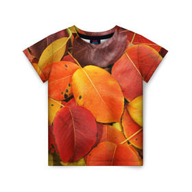 Детская футболка 3D с принтом Осенний покров в Санкт-Петербурге, 100% гипоаллергенный полиэфир | прямой крой, круглый вырез горловины, длина до линии бедер, чуть спущенное плечо, ткань немного тянется | Тематика изображения на принте: жёлтый | золотой | красный | листва | листья | осень