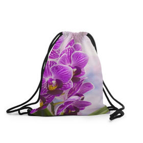 Рюкзак-мешок 3D с принтом Божественная орхидея в Санкт-Петербурге, 100% полиэстер | плотность ткани — 200 г/м2, размер — 35 х 45 см; лямки — толстые шнурки, застежка на шнуровке, без карманов и подкладки | 8 марта | букет | весна | красота | куст | лето | орхидея | подарок | сиреневый цвет | цветок | шикарный цветочек