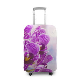 Чехол для чемодана 3D с принтом Божественная орхидея в Санкт-Петербурге, 86% полиэфир, 14% спандекс | двустороннее нанесение принта, прорези для ручек и колес | 8 марта | букет | весна | красота | куст | лето | орхидея | подарок | сиреневый цвет | цветок | шикарный цветочек