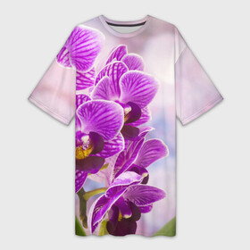 Платье-футболка 3D с принтом Божественная орхидея в Санкт-Петербурге,  |  | 8 марта | букет | весна | красота | куст | лето | орхидея | подарок | сиреневый цвет | цветок | шикарный цветочек