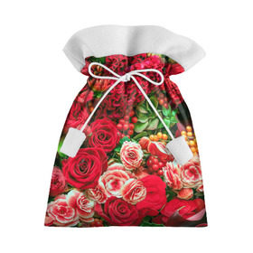 Подарочный 3D мешок с принтом Роскошный букет в Санкт-Петербурге, 100% полиэстер | Размер: 29*39 см | 8 марта | блеск | гвоздики | красный | красота | невероятный | огромный букет | пёстрый | праздник | розы | роскошный | цветы | шикарный