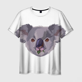 Мужская футболка 3D с принтом Koala в Санкт-Петербурге, 100% полиэфир | прямой крой, круглый вырез горловины, длина до линии бедер | животные | забавный | коала | милый