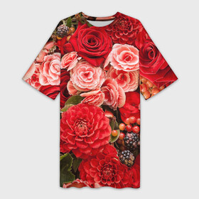 Платье-футболка 3D с принтом Шикарный букет в Санкт-Петербурге,  |  | 8 марта | блеск | гвоздики | красный | красота | невероятный | огромный букет | пёстрый | праздник | розы | роскошный | цветы | шикарный