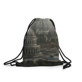 Рюкзак-мешок 3D с принтом Fallout в Санкт-Петербурге, 100% полиэстер | плотность ткани — 200 г/м2, размер — 35 х 45 см; лямки — толстые шнурки, застежка на шнуровке, без карманов и подкладки | Тематика изображения на принте: vault tec | фоллаут