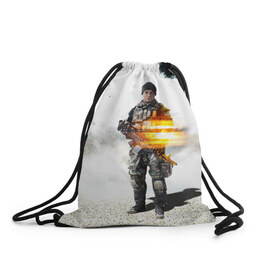 Рюкзак-мешок 3D с принтом Battlefield 4 Soldier в Санкт-Петербурге, 100% полиэстер | плотность ткани — 200 г/м2, размер — 35 х 45 см; лямки — толстые шнурки, застежка на шнуровке, без карманов и подкладки | art | battlefield