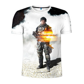 Мужская футболка 3D спортивная с принтом Battlefield 4 Soldier в Санкт-Петербурге, 100% полиэстер с улучшенными характеристиками | приталенный силуэт, круглая горловина, широкие плечи, сужается к линии бедра | art | battlefield